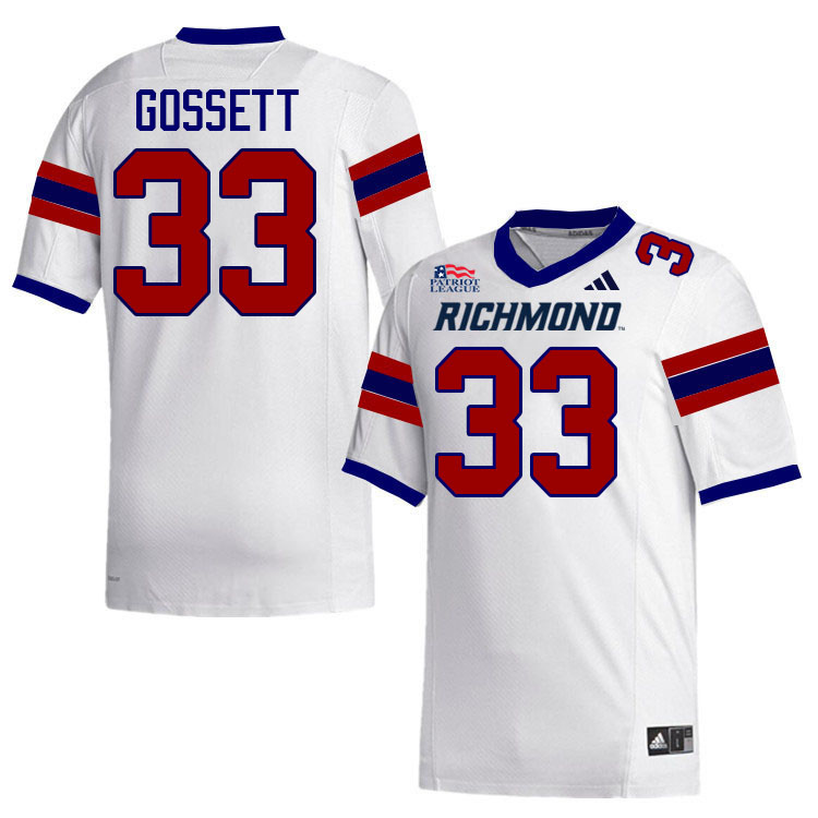 Richmond Spiders #33 Bruce Gossett College Football Jerseys,Uniforms-White